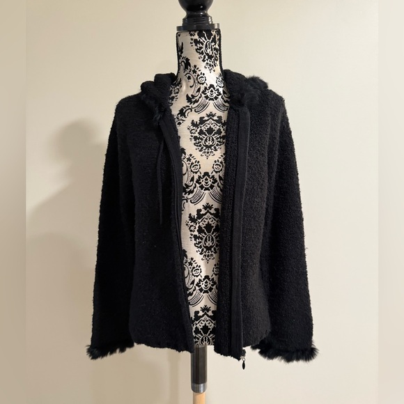 Escapade Jackets & Blazers - Vintage Rabbit Fur Trim Knit Jacket